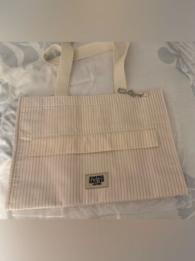 Jean Paul Gaultier Cream Pinstripe Tote Bag
